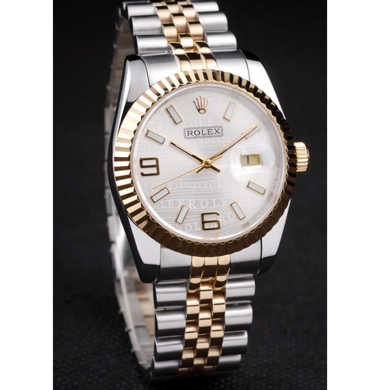 Rolex aaa copy Two 18k DateJust Gold Plated Silver Tone Steel 98084 Rolex Dial Stainless 0709